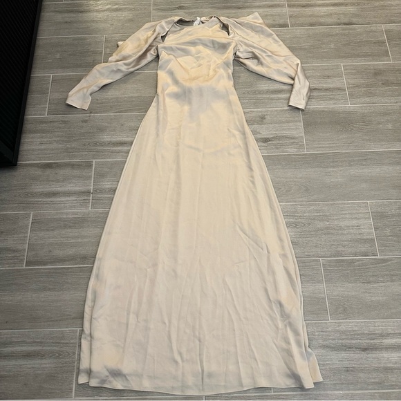 NWT | Jonathan Simkhai Caitlyn Draped Shoulder Champagne Crystal Chain Gown Sz 0 - Picture 5 of 8